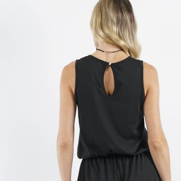 Sleeveless Waist Elastic Pocket Jumpsuit - Picture 3 of 3